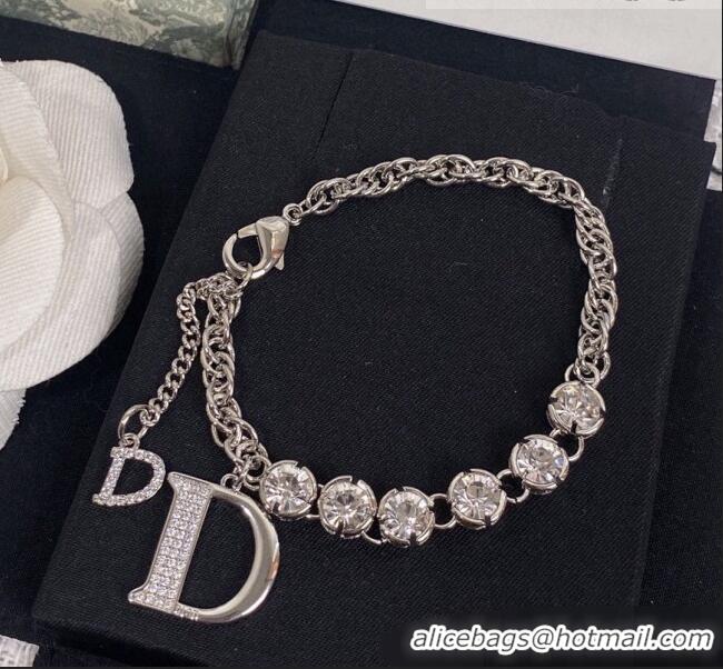 Buy Fashionable Dior Crystal Bracelet DB2281563 Silver 2022