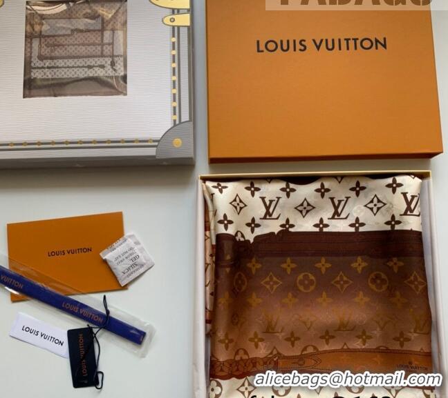 Promotional Louis Vuitton Monogram Confidential Silk Square Scarf 90x90cm LV2636 Brown 2022