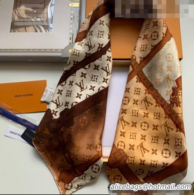 Promotional Louis Vuitton Monogram Confidential Silk Square Scarf 90x90cm LV2636 Brown 2022