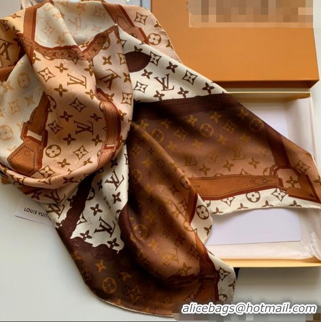 Promotional Louis Vuitton Monogram Confidential Silk Square Scarf 90x90cm LV2636 Brown 2022