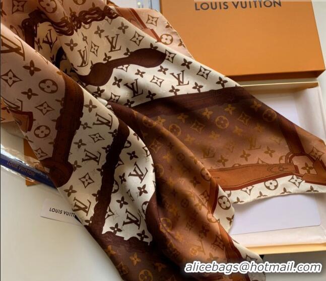 Promotional Louis Vuitton Monogram Confidential Silk Square Scarf 90x90cm LV2636 Brown 2022