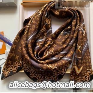 Top Quality Louis Vuitton Monogram Forever Silk Square Scarf 90x90cm LV2636 Brown 2022