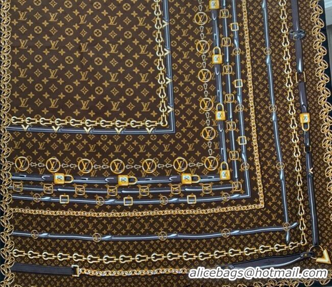 Top Quality Louis Vuitton Monogram Forever Silk Square Scarf 90x90cm LV2636 Brown 2022