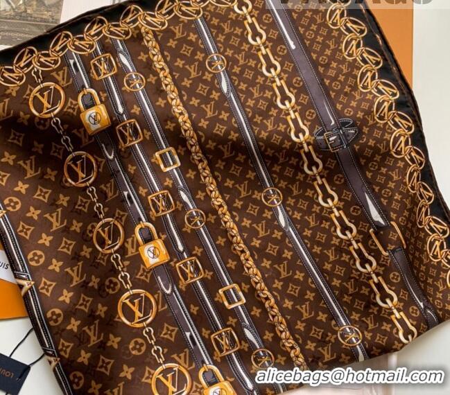 Top Quality Louis Vuitton Monogram Forever Silk Square Scarf 90x90cm LV2636 Brown 2022