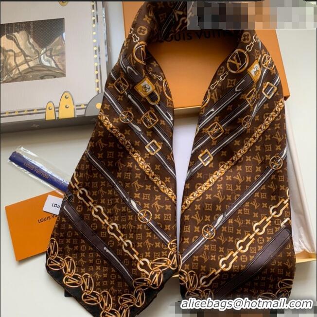 Top Quality Louis Vuitton Monogram Forever Silk Square Scarf 90x90cm LV2636 Brown 2022