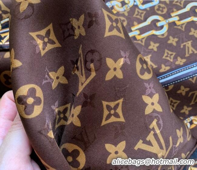 Top Quality Louis Vuitton Monogram Forever Silk Square Scarf 90x90cm LV2636 Brown 2022