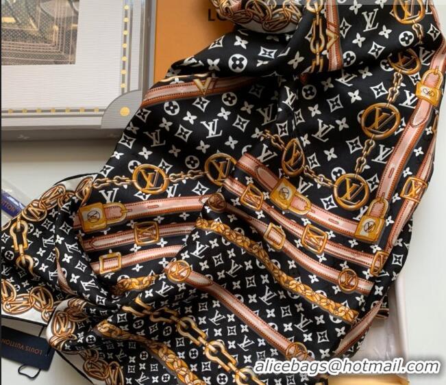 Promotional Louis Vuitton Monogram Forever Silk Square Scarf 90x90cm LV2639 Black 2022