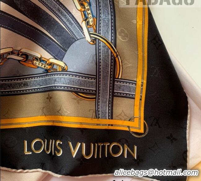 Super Quality Louis Vuitton Scarf Belt Print Silk Square Scarf 90x90cm LV2641 Black/Grey 2022