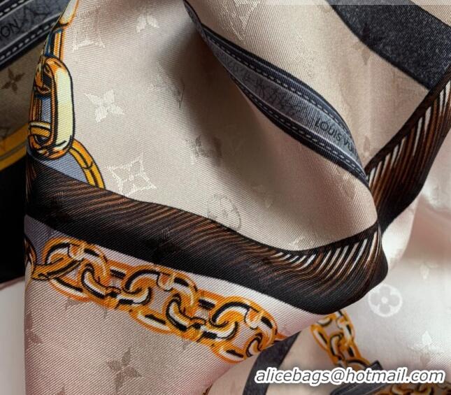 Super Quality Louis Vuitton Scarf Belt Print Silk Square Scarf 90x90cm LV2641 Black/Grey 2022