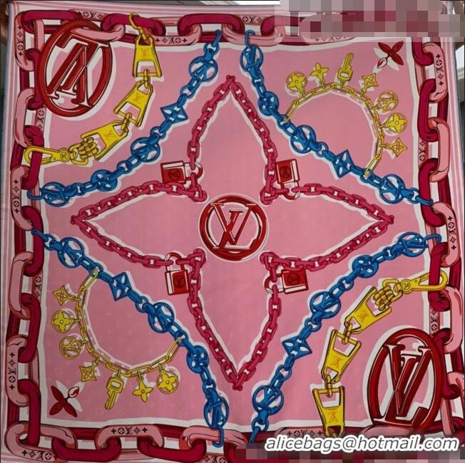 Top Grade Louis Vuitton Bejeweled Silk Square Scarf 90x90cm LV2641 Pink 2022