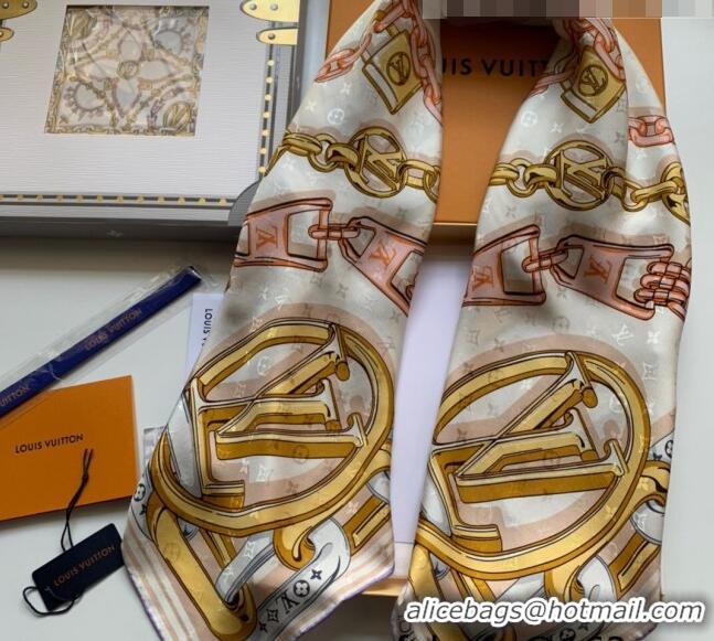 Traditional Specials Louis Vuitton Bejeweled Silk Square Scarf 90x90cm LV2641 White 2022