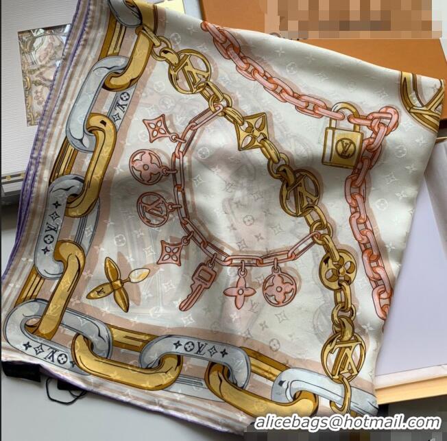 Traditional Specials Louis Vuitton Bejeweled Silk Square Scarf 90x90cm LV2641 White 2022