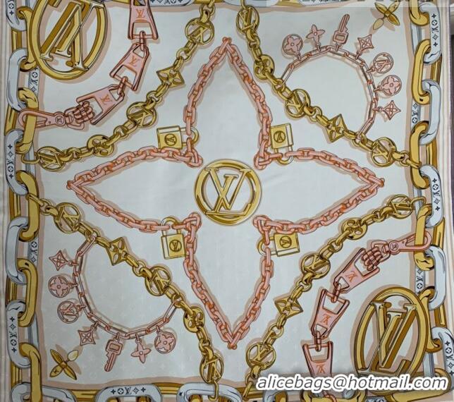 Traditional Specials Louis Vuitton Bejeweled Silk Square Scarf 90x90cm LV2641 White 2022