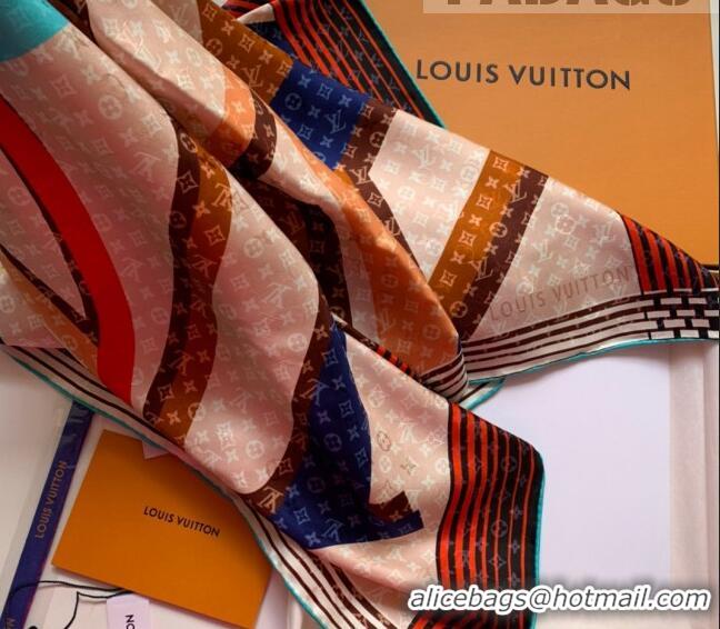 New Style Louis Vuitton Planet LV Silk Square Scarf 90x90cm LV2641 Apricot 2022