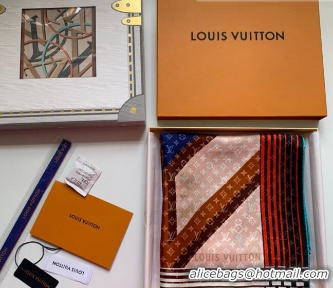 New Style Louis Vuitton Planet LV Silk Square Scarf 90x90cm LV2641 Apricot 2022