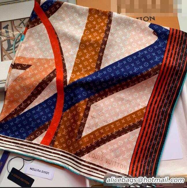 New Style Louis Vuitton Planet LV Silk Square Scarf 90x90cm LV2641 Apricot 2022