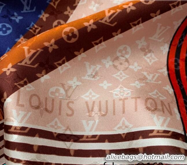 New Style Louis Vuitton Planet LV Silk Square Scarf 90x90cm LV2641 Apricot 2022