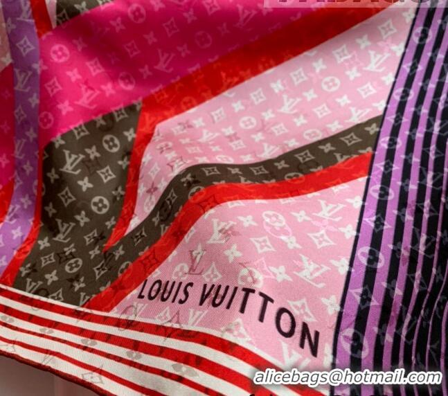 Top Quality Louis Vuitton Planet LV Silk Square Scarf 90x90cm LV2641 Pink 2022