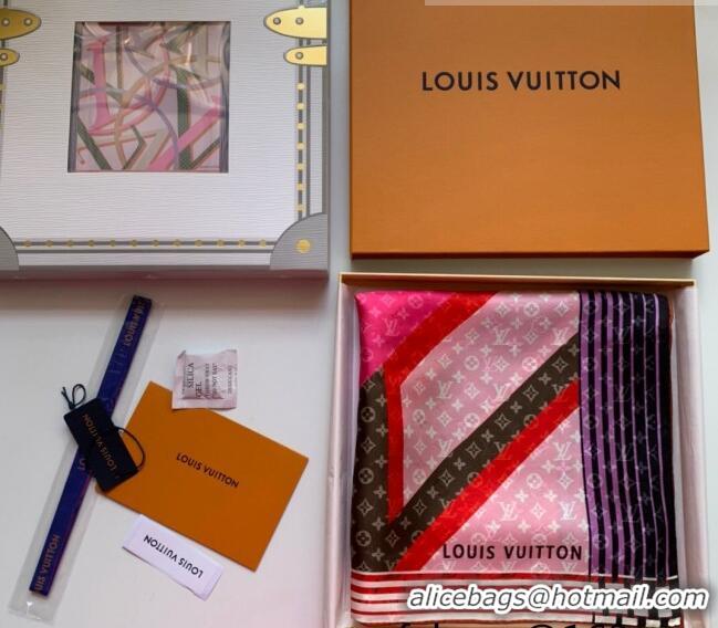 Top Quality Louis Vuitton Planet LV Silk Square Scarf 90x90cm LV2641 Pink 2022