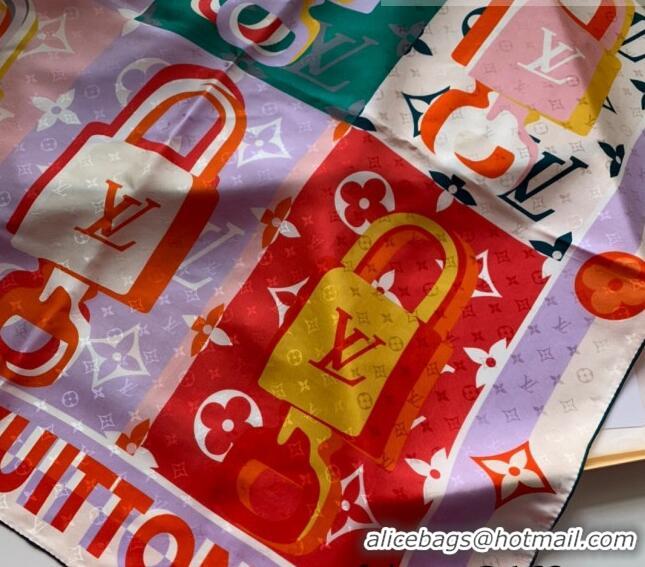 Famous Brand Louis Vuitton LV Unlocked Silk Square Scarf 90x90cm LV2642 Pink 2022