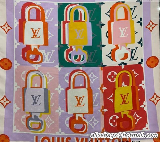 Famous Brand Louis Vuitton LV Unlocked Silk Square Scarf 90x90cm LV2642 Pink 2022