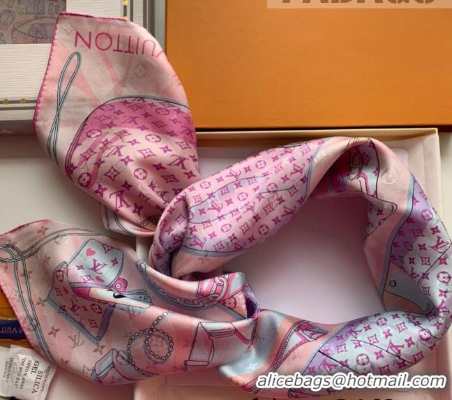 Buy Inexpensive Louis Vuitton LV Knit Silk Square Scarf 90x90cm LV2643 Pink 2022