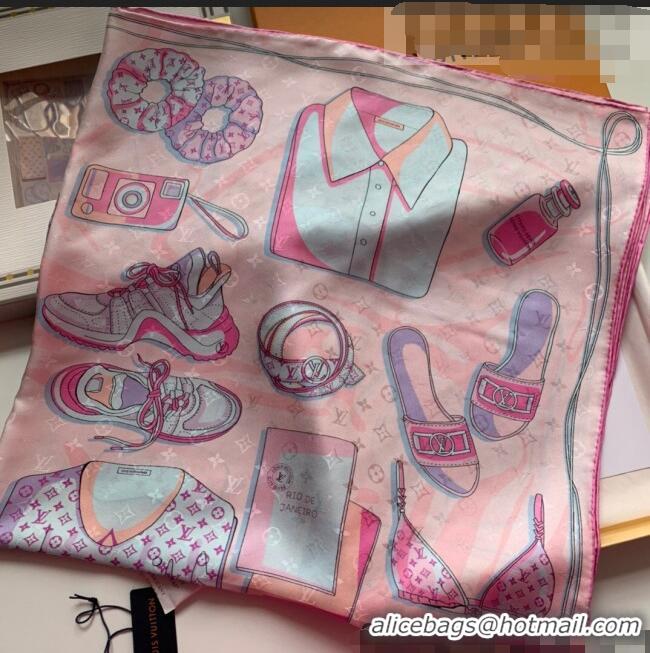 Buy Inexpensive Louis Vuitton LV Knit Silk Square Scarf 90x90cm LV2643 Pink 2022