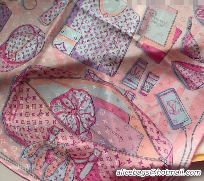 Buy Inexpensive Louis Vuitton LV Knit Silk Square Scarf 90x90cm LV2643 Pink 2022