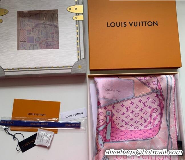 Buy Inexpensive Louis Vuitton LV Knit Silk Square Scarf 90x90cm LV2643 Pink 2022