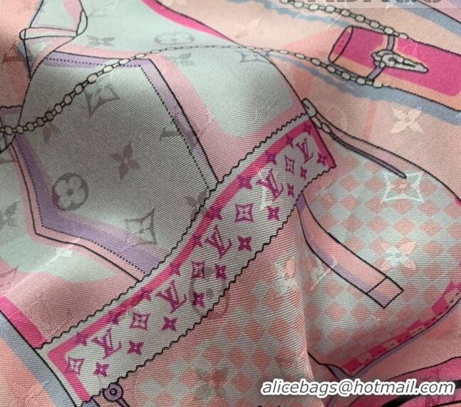 Buy Inexpensive Louis Vuitton LV Knit Silk Square Scarf 90x90cm LV2643 Pink 2022