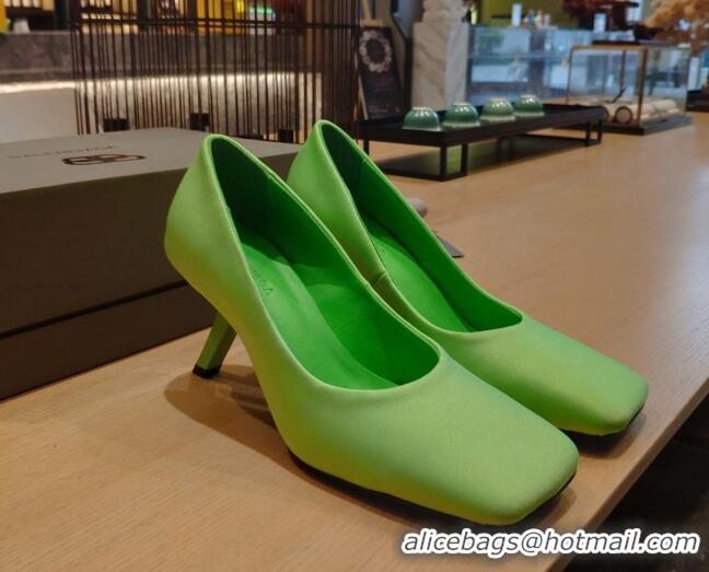 Stylish Balenciaga Silk High Heel Pumps 8.5cm with 7-Shaped Heel Green 060107