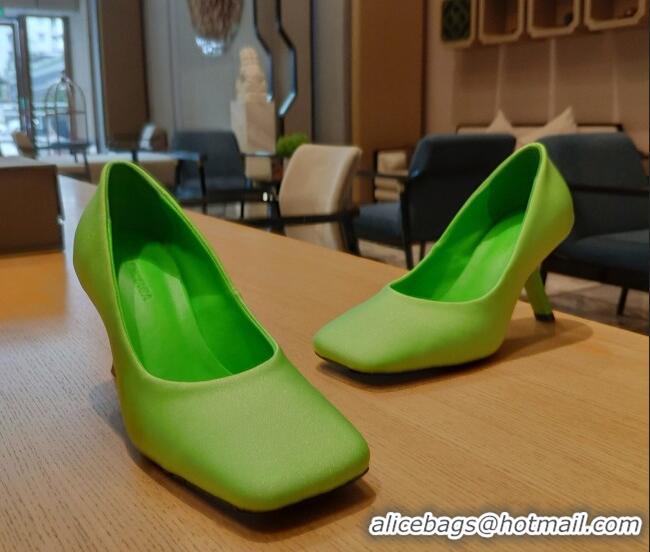 Stylish Balenciaga Silk High Heel Pumps 8.5cm with 7-Shaped Heel Green 060107