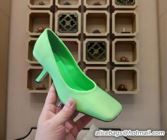 Stylish Balenciaga Silk High Heel Pumps 8.5cm with 7-Shaped Heel Green 060107