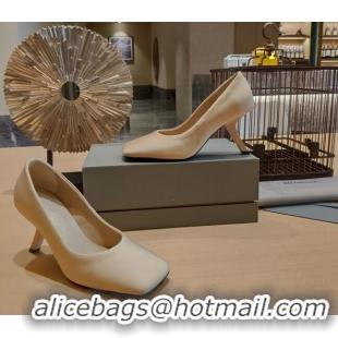 Classic Hot Balenciaga Silk High Heel Pumps 8.5cm with 7-Shaped Heel 060107 Beige