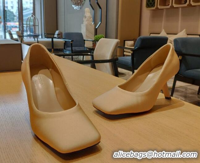 Classic Hot Balenciaga Silk High Heel Pumps 8.5cm with 7-Shaped Heel 060107 Beige