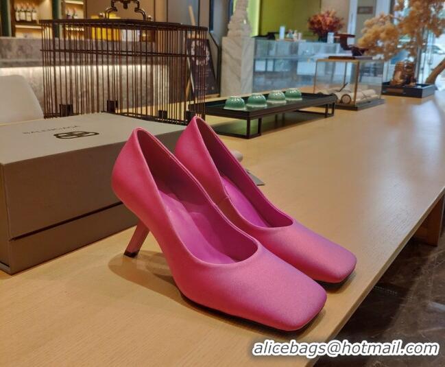 Pretty Style Balenciaga Silk High Heel Pumps 8.5cm with 7-Shaped Heel 060107 Pink