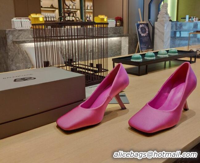 Pretty Style Balenciaga Silk High Heel Pumps 8.5cm with 7-Shaped Heel 060107 Pink