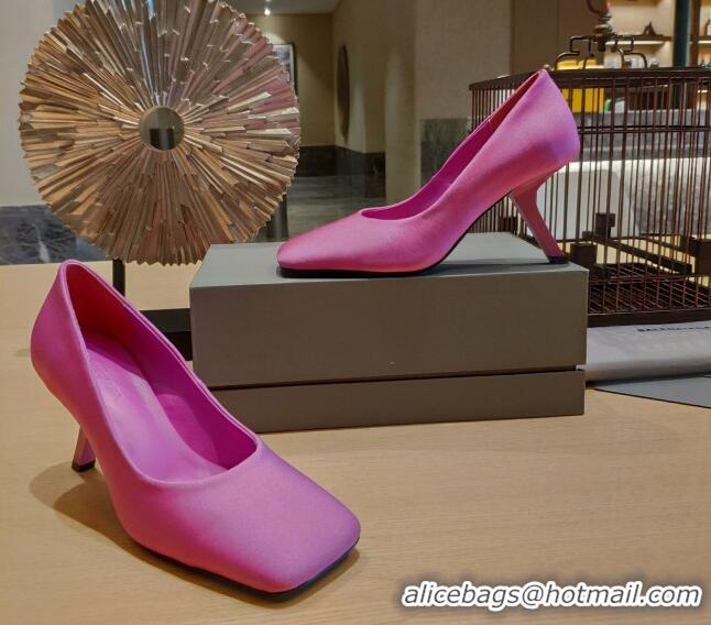 Pretty Style Balenciaga Silk High Heel Pumps 8.5cm with 7-Shaped Heel 060107 Pink