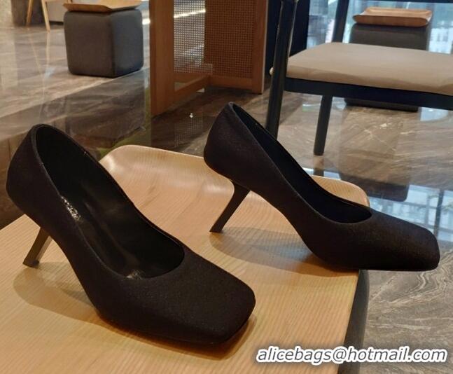 Grade Quality Balenciaga Silk High Heel Pumps 8.5cm with 7-Shaped Heel Black 060110