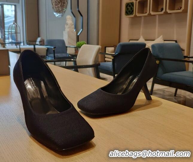 Grade Quality Balenciaga Silk High Heel Pumps 8.5cm with 7-Shaped Heel Black 060110