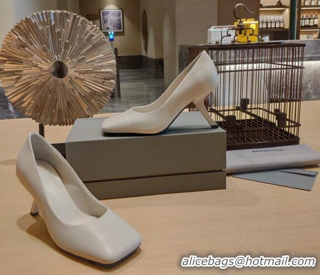 Durable Balenciaga Lambskin High Heel Pumps 8.5cm with 7-Shaped Heel White 060112