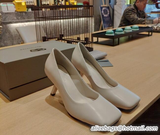 Durable Balenciaga Lambskin High Heel Pumps 8.5cm with 7-Shaped Heel White 060112