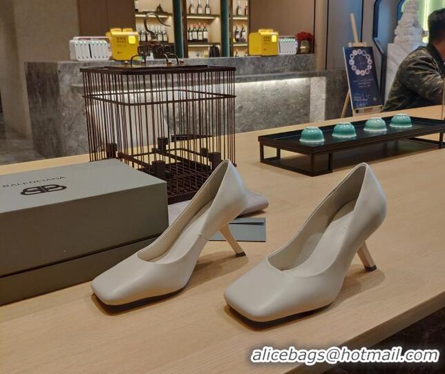 Durable Balenciaga Lambskin High Heel Pumps 8.5cm with 7-Shaped Heel White 060112