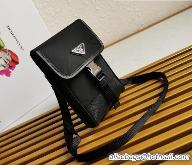 Promotional Prada Re-Nylon Messenger Mini Bag 2ZH108 Black 2021