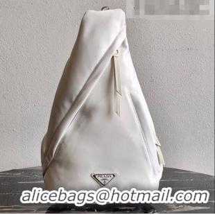 Good Product Prada Re-Nylon Messenger and Leather Backpack 2VZ092 White 2021