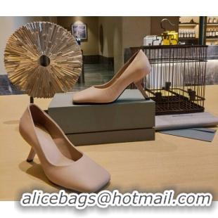 Good Quality Balenciaga Lambskin High Heel Pumps 8.5cm with 7-Shaped Heel Beige 060114