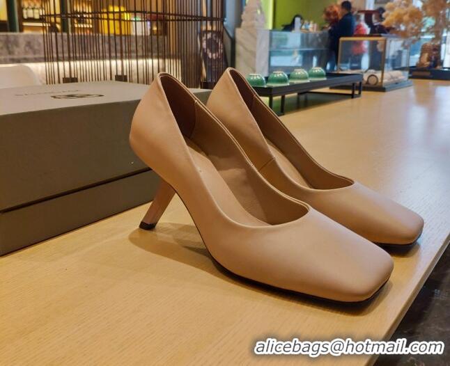 Good Quality Balenciaga Lambskin High Heel Pumps 8.5cm with 7-Shaped Heel Beige 060114