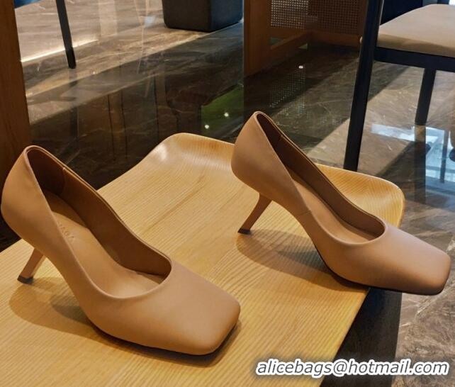 Good Quality Balenciaga Lambskin High Heel Pumps 8.5cm with 7-Shaped Heel Beige 060114