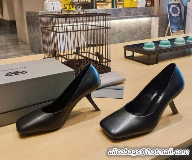 Low Price Balenciaga Lambskin High Heel Pumps 8.5cm with 7-Shaped Heel Black 060115