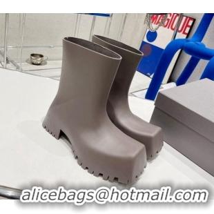 Duplicate Balenciaga Trooper Rubber Rain Boots with Square Toe Grey 0620149